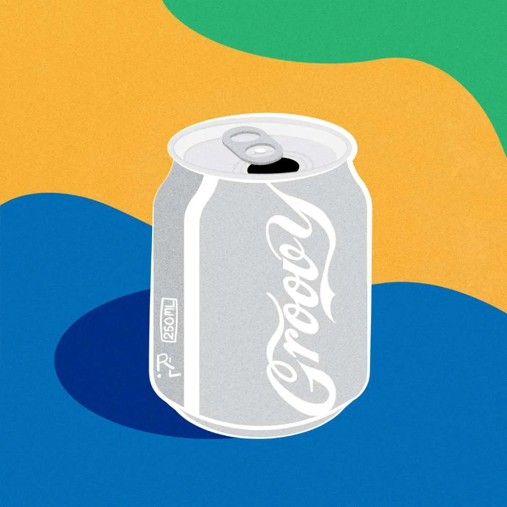 Stylised can on colourful background