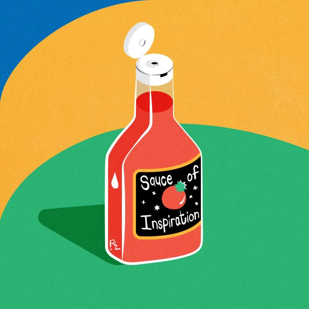 Bottle labelled 'Sauce of Inspiration'